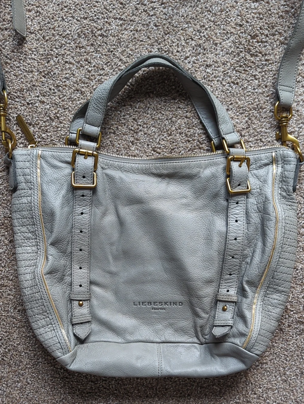 Liebeskin Berlin Gray Leather Elena Satchel Bag